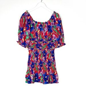 NWT Urban Outfitters Skies Are Blue floral tropical puff sleeve dress Size M NEW